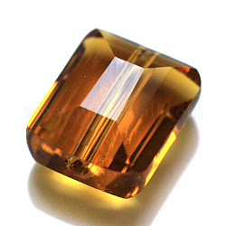 Imitazione branelli di cristallo austriaco, grado aaa, sfaccettato, rettangolo, goldenrod, 10x12x5.5mm, Foro: 0.9~1 mm