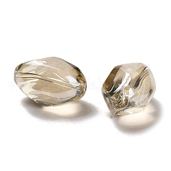 Ovale Perlen aus perlmuttfarbenem Kristallglas, Mit Perlglanz plattiert, dark khaki, 21x13 mm, Bohrung: 1 mm