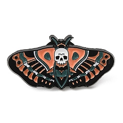 Épingle en émail de papillon de nuit sur le thème d’Halloween, Broche en alliage de zinc noir électrophorèse pour vêtements de sac à dos, insectes, 15.5x30.5x1.5mm