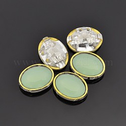 Cucire su acrilico taiwan, accessori d'abbigliamento , sfaccettato, ovale, verde chiaro, 10x8x5mm, Foro: 0.5 mm