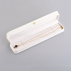 Искусственная кожа браслет ожерелье подарочные коробки, с позолоченной железной короной и бархатом внутри, для свадьбы, футляр для хранения ювелирных изделий, белые, 24x5.5x3.9 см
