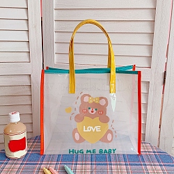 Umhängetaschen aus Kunststoff, Rechteckige Damenhandtaschen, mit Tiermuster, Bärenmuster, 25.6x30.5x14.5 cm