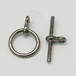 Tibetan Style Toggle Clasps, Lead Free & Cadmium Free & Nickel Free, Ring, Gunmetal, Size: Ring: about 12mm in diameter, Bar: about 19mm long, 3mm wide, hole: 2mm