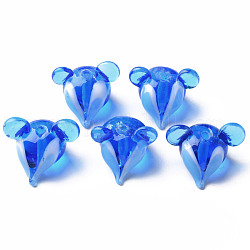 Handgemachte transparente Glasperlen, Maus, Blau, 16~17x17~18x16~18 mm, Bohrung: 1.8 mm