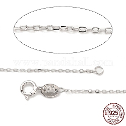Collane alla moda unisex rodiate con 925 catenella portacavi in argento sterling, con chiusure di anello di primavera, catena sottile, platino, 16 pollice, 1mm
