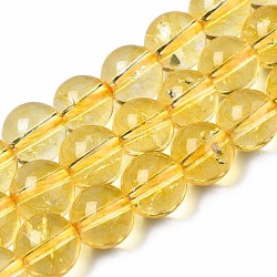 Chapelets de perles de quartz naturel, ronde, teinte, or, 8mm, Trou: 1mm, Environ 46~47 pcs/chapelet, 14.57~14.96 pouce (37~38 cm)