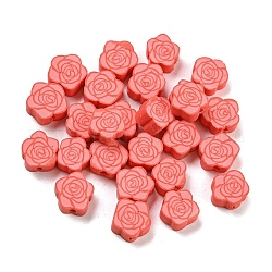 Perles en pâte polymère manuel, rose, Saumon, 9.5x9.5x4.5mm, Trou: 1.6mm