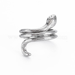 Snake Shape Rack Plating Alloy Cuff Rings, Open Rings, Cadmium Free & Lead Free, Platinum, US Size 7 1/4(17.5mm)