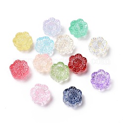 Transparent Spray Painted Glass Beads, Lotus, Mixed Color, 13x14x6mm, Hole: 1.2mm