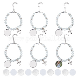 Chgcraft 6 pz rosario braccialetti di sublimazione trasferimento di calore braccialetto bianco braccialetti di sublimazione rosario con perle di vetro croce di perline braccialetti di fascino per il battesimo gioielli fai da te