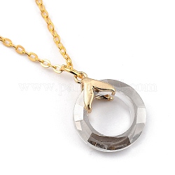 Стекло ожерелья шкентеля, с позолоченными латунными кабельными цепями и застежками с пружинными кольцами, кольцо, светло-серый, 18.19 дюйм (46.2 см)