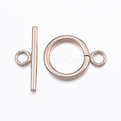 Revestimiento iónico (ip) 304 cierres de palanca de acero inoxidable, oro rosa, anillo: 19x14x2 mm, agujero: 3 mm, bar: 20x7x2 mm, agujero: 3 mm