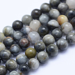 Natural Hawk's Eye Beads Strands, Eagle Eye Stone, Round, Grade B, 6~6.5mm, Hole: 1mm, about 64pcs/strand, 15.5 inch(39.5cm)