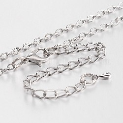 Fabricación de collar de cadena de cable de aleación y hierro, con cierre de langosta, Platino, 32.7 pulgada