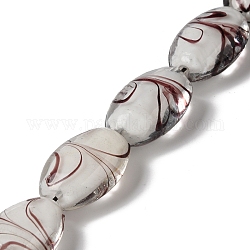 Handgemachte Murano Glas Perlen Stränge, Oval, Rauch weiss, 23~25x17~18x10~11.5 mm, Bohrung: 2.5 mm, ca. 10 Stk. / Strang, 9.45'' (24 cm)
