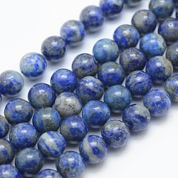 Abalorios de lapislázuli naturales hebras, redondo, 10mm, agujero: 1 mm, aproximamente 38 pcs / cadena, 15.5 pulgada (39.37 cm)