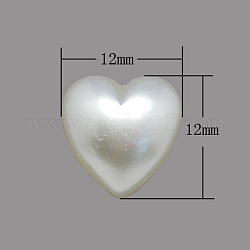 Imitation Pearl Acrylic Beads, Half Drilled, Heart, Snow, 12x12x4mm, Hole: 1mm