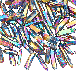 Brins de perles de cristal de quartz naturel plaqué olycraft 1 rang, pépites, multi-couleur plaquée, 10~36x4~10x4~10mm, Trou: 1mm, Environ 75~80 pcs/chapelet, 15.7 pouce