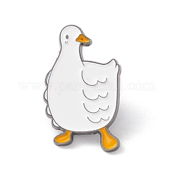 Pin de esmalte de pato, insignia de aleación de dibujos animados para ropa de mochila, gunmetal, blanco, 30x18x2mm, pin: 1 mm