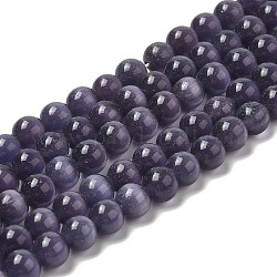 Katzenaugen-Perlen, Runde, Indigo, 8 mm, Bohrung: 1 mm, ca. 49 Stk. / Strang, 15.5 Zoll