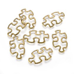 Tibetischer Stil Legierung Verknüpfung Ringe, Cadmiumfrei und Nickel frei und Bleifrei, Autismus Puzzle Puzzle, Antik Bronze, 30x18x3 mm