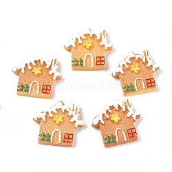 Cabujones decodificados de resina con tema navideño, para la fabricación de la joya, galleta en forma de casa, alimento de imitación, naranja, 26x28.5x6mm