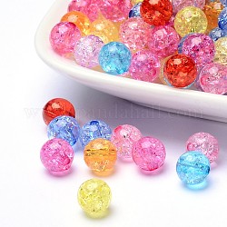 Perline di acrilico trasparente crackle, tondo, colore misto, 8mm, Foro: 2 mm, circa 1890pcs/500g