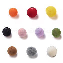 Flockige Acrylperlen, Hälfte gebohrt, Runde, Mischfarbe, 8 mm, Bohrung: 1.4 mm