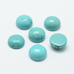 Natural Howlite Cabochons, Dyed & Heated, Half Round/Dome, Turquoise, 12x6mm