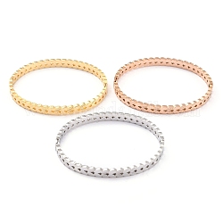 Bracelets en 304 acier inoxydable, feuille, texturé, couleur mixte, diamètre intérieur: 2-3/8x1-7/8 pouce (6.05x4.95 cm)