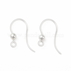 Transparent Resin Earring Hooks, with 316 Stainless Steel Round Beads and Horizontal Loop, Silver, 16x12x3mm, Hole: 1.2mm, 21 Gauge, Pin: 0.7mm