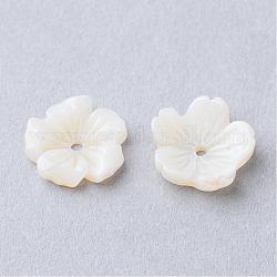 Perline guscio naturale, fiore, bianco crema, 9.5x10x3mm, Foro: 0.5 mm
