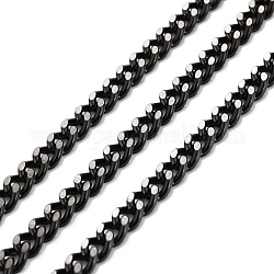 Revestimiento al vacío 304 cadenas de eslabones cubanos de acero inoxidable, sin soldar, con carrete, electroforesis negro, 7x5x2mm, aproximadamente 32.81 pie (10 m) / rollo