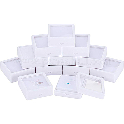 Boîte à bijoux en acrylique, avec une éponge, carrée, blanc, 5.05x5.05x2 cm