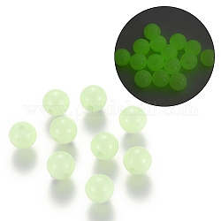 Perles rondes acryliques lumineuses, brillent dans le noir, vert pale, 5mm, Trou: 1.5mm, environ 8000 pcs/500 g