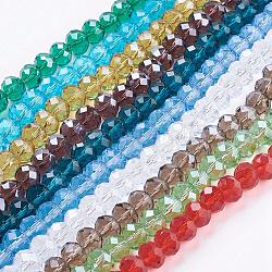 Perles en verre manuelles, imitation de cristal autrichien, facettes rondelle, couleur mixte, 10x7mm, Trou: 1mm, Environ 72 pcs/chapelet
