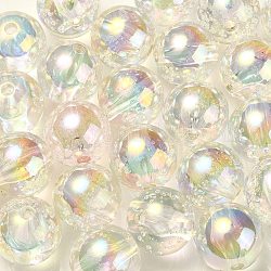 Placcatura uv perline acriliche iridescenti arcobaleno trasparenti, perline a bolle, tondo, chiaro, 15~15.5x15.5~16mm, Foro: 2.6~2.7 mm