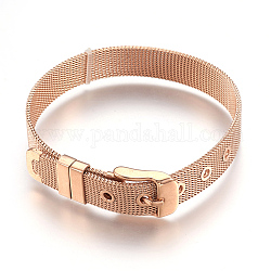 304 correas de reloj de acero inoxidable, reloj de la correa charms base de diapositivas, chapado en oro rosa, 8-1/2 pulgada (21.5 cm), 10mm