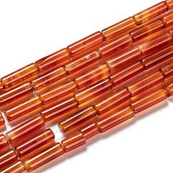 Natürlichen Karneol-Perlen Stränge, gefärbt und erhitzt, Kolumne, rot, 11.5~14.5x4~4.5 mm, Bohrung: 1.4 mm, ca. 29 Stk. / Strang, 15.39 Zoll (39.1~41 cm)