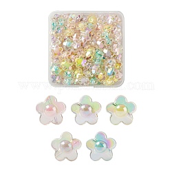 110pcs 5 couleurs perles acryliques transparentes, Perle en bourrelet, couleur ab , fleur, couleur mixte, 16.5x17x9.5mm, Trou: 2.5mm