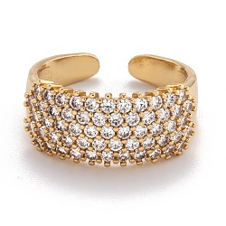 Латунные кольца из манжеты с прозрачным цирконием, открытые кольца, широкая полоса кольца, долговечный, золотые, размер США 8, внутренний диаметр: 18 мм