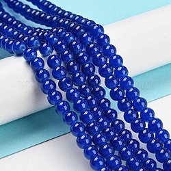 Filamenti di perline rotondo cottura imitazione dipinto vetro giada, blu royal, 6.5mm, Foro: 1.5 mm, circa 145pcs/filo, 31.8 pollice