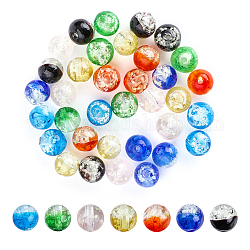 SUPERFINDINGS 35Pcs 7 Colors Luminous Beads Lampwork Glass Beads 9-10x10-11mm Round Beads Glow Crystal Loose Beads for Jewelry Making Charm Bracelet Necklace Earrings, Hole: 1.2mm