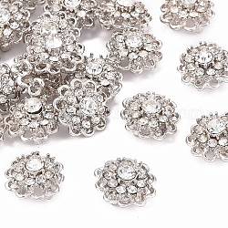 Alloy with Grade A Mideast Rhinestone Multi-Strand Links, Platinum, Flower, Size: about 13mm wide,14mm long,8.5mm thick, hole:1.5mm