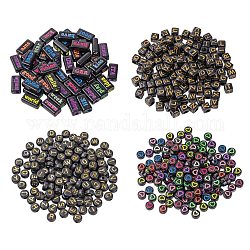 490Pcs Opaque & Craft Style Acrylic Beads, Rectangle, Cube, Mixed Shapes, Black, Beads: 490pcs/bag