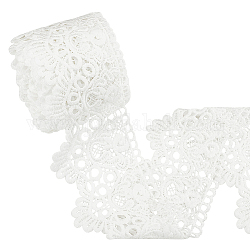 Garniture en dentelle plate en fibre de lait, 7~7.5 mètre, fingerinspire, ruban dentelle fleur, accessoires de vêtement, blanc, 3-1/2 pouce (90 mm)