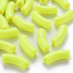 Perles acryliques opaques, tube incurvé, jaune vert, 36x13.5x11.5mm, Trou: 4mm, environ 133 pcs/500 g