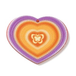 Acrylanhänger mit bedrucktem Herzmotiv zum Valentinstag, Herz, 30x37.5x2.5 mm, Bohrung: 1.6 mm
