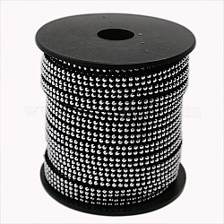 Cordón de gamuza sintética tachonada de aluminio de 2 hilera, encaje de imitación de gamuza, negro, 5x2mm, aproximamente 20 yardas / rodillo