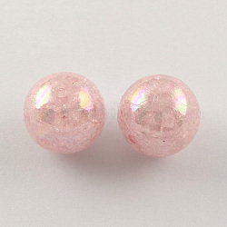 Colore ab crepitio trasparente acrilico sfere rotondo, rosa nebbiosa, 20mm, Foro: 2.5 mm, circa 108pcs/500g